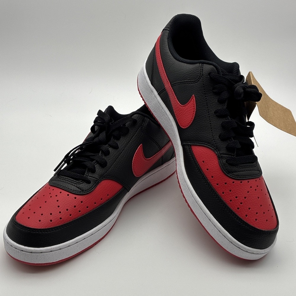 Nike Court‎ Vision Lo NN Mens 11.5 Black Red Low Top Basketball Shoes FJ0685-010